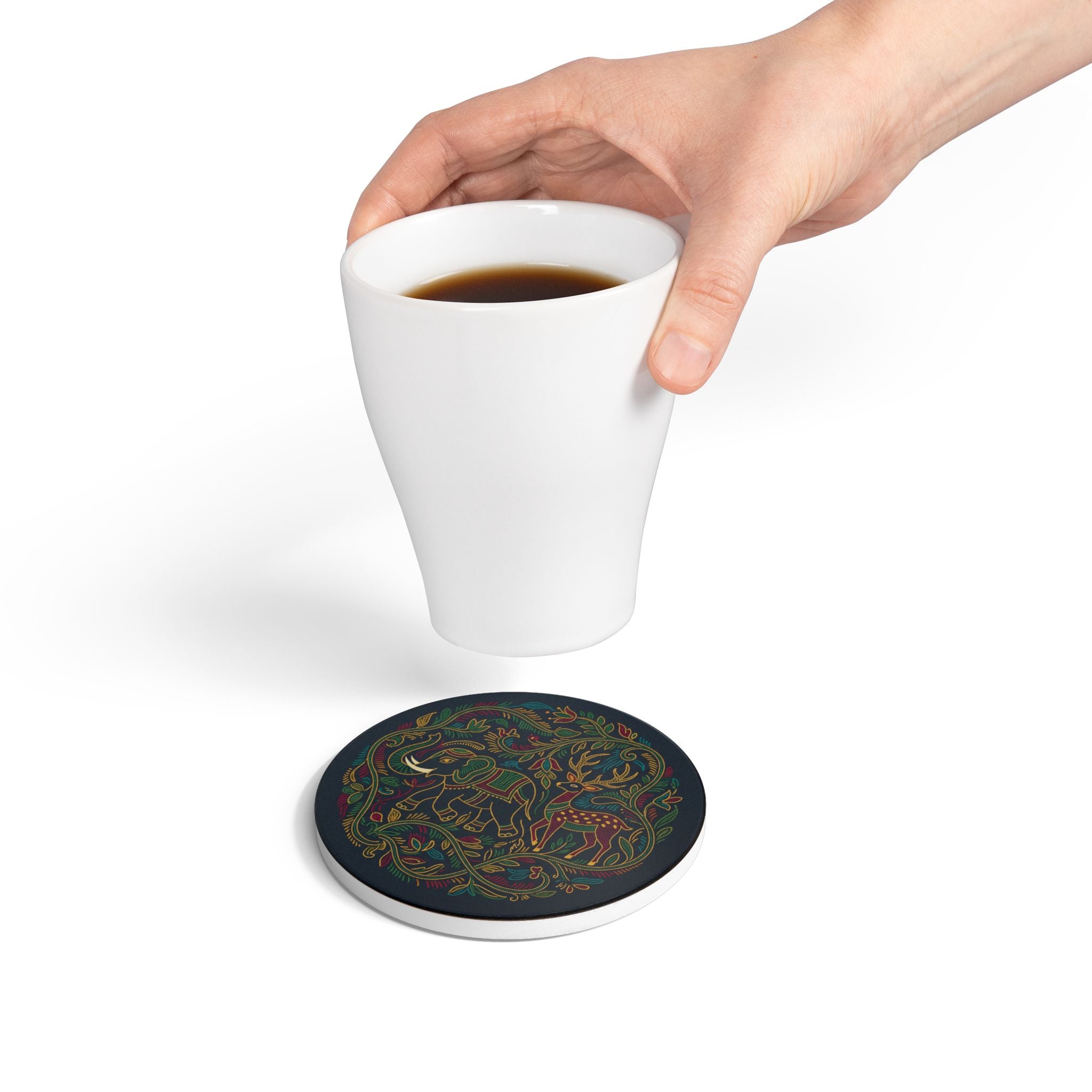 Gond Art Ceramic Coaster | Ancient Tribal Folk Art from Central India