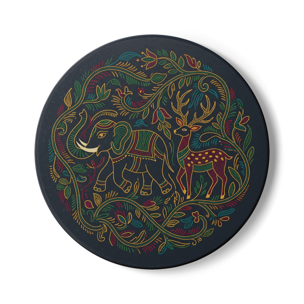 Gond Art Ceramic Coaster | Ancient Tribal Folk Art from Central India