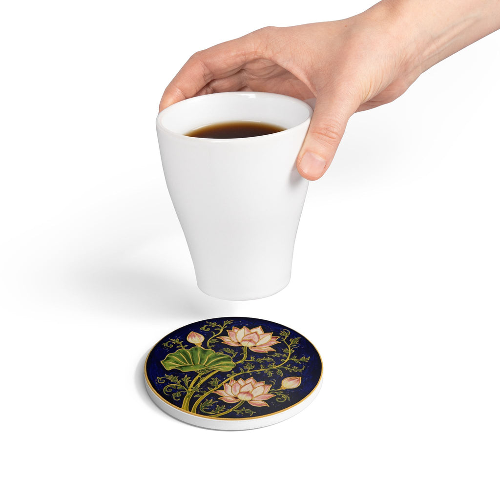 Pichwai Design Ceramic Coaster | Traditional Indian Art Home Decor
