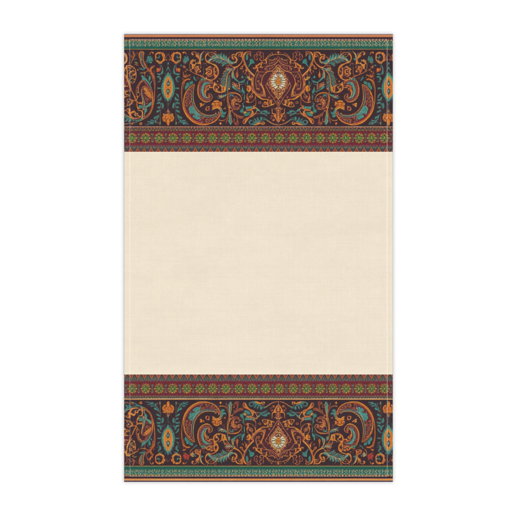 Kanjivaram Border Design Kitchen Tea Towel | Traditional South Indian Art Home Decor