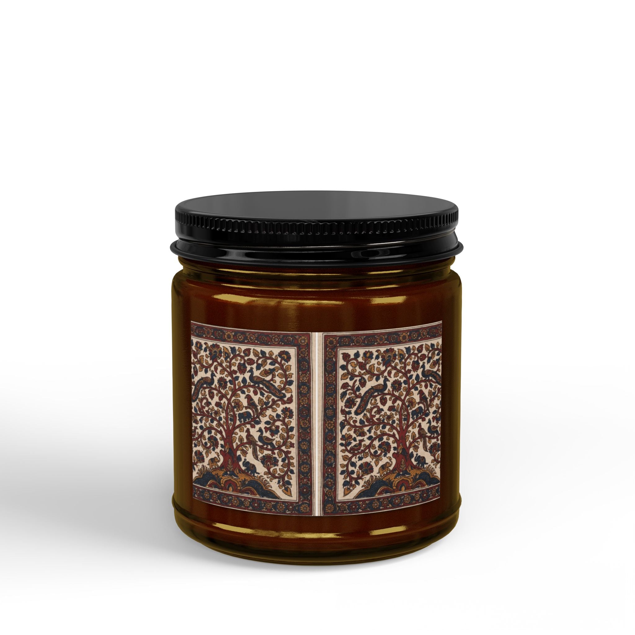 Kalamkari Design Scented Soy Candle | Traditional South Indian Art Home Decor