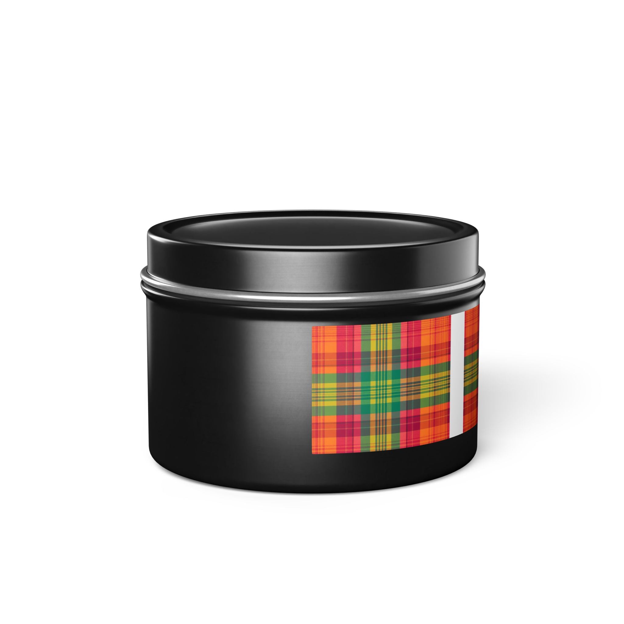 Madras Checks Design Scented Candle Tin | Traditional South Indian Pattern Home Decor