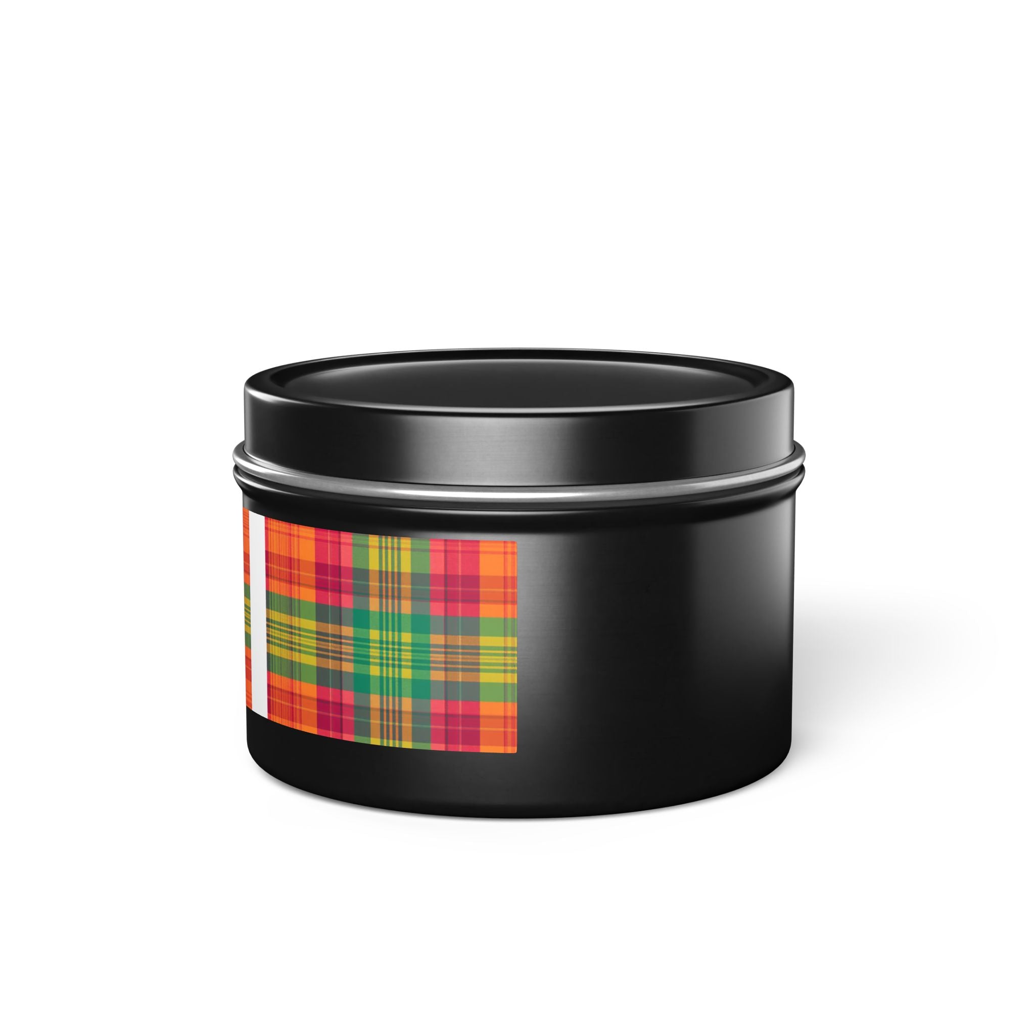 Madras Checks Design Scented Candle Tin | Traditional South Indian Pattern Home Decor