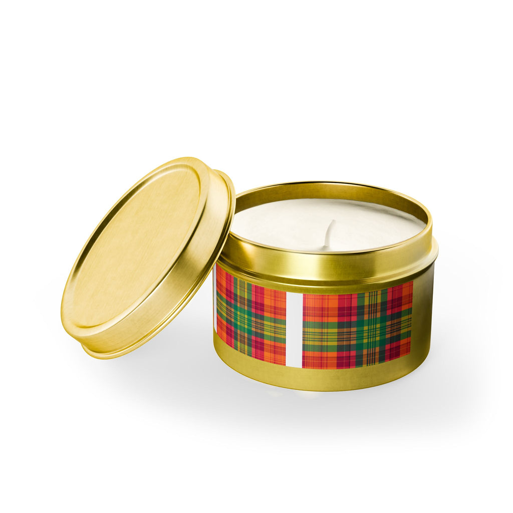 Madras Checks Design Scented Candle Tin | Traditional South Indian Pattern Home Decor