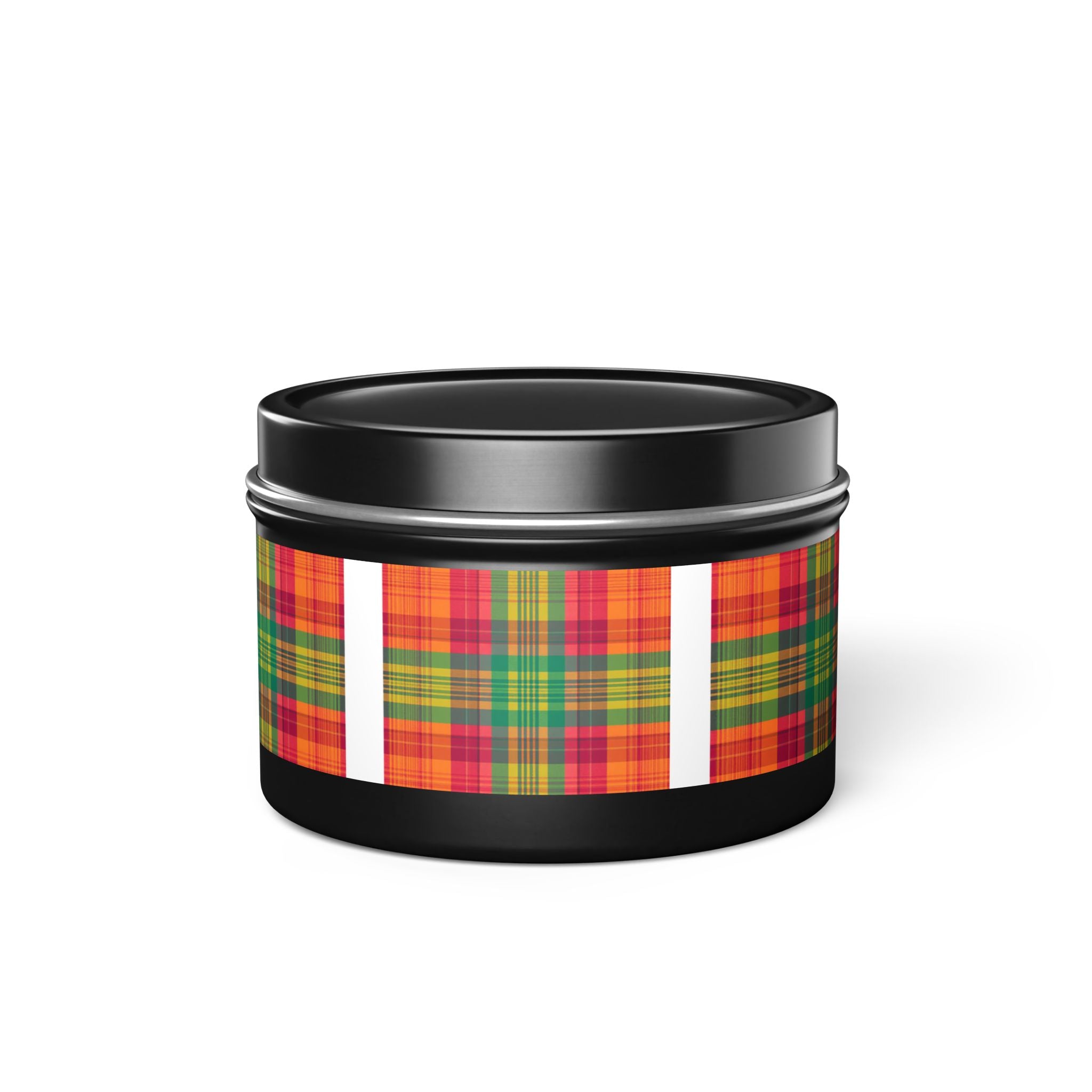 Madras Checks Design Scented Candle Tin | Traditional South Indian Pattern Home Decor