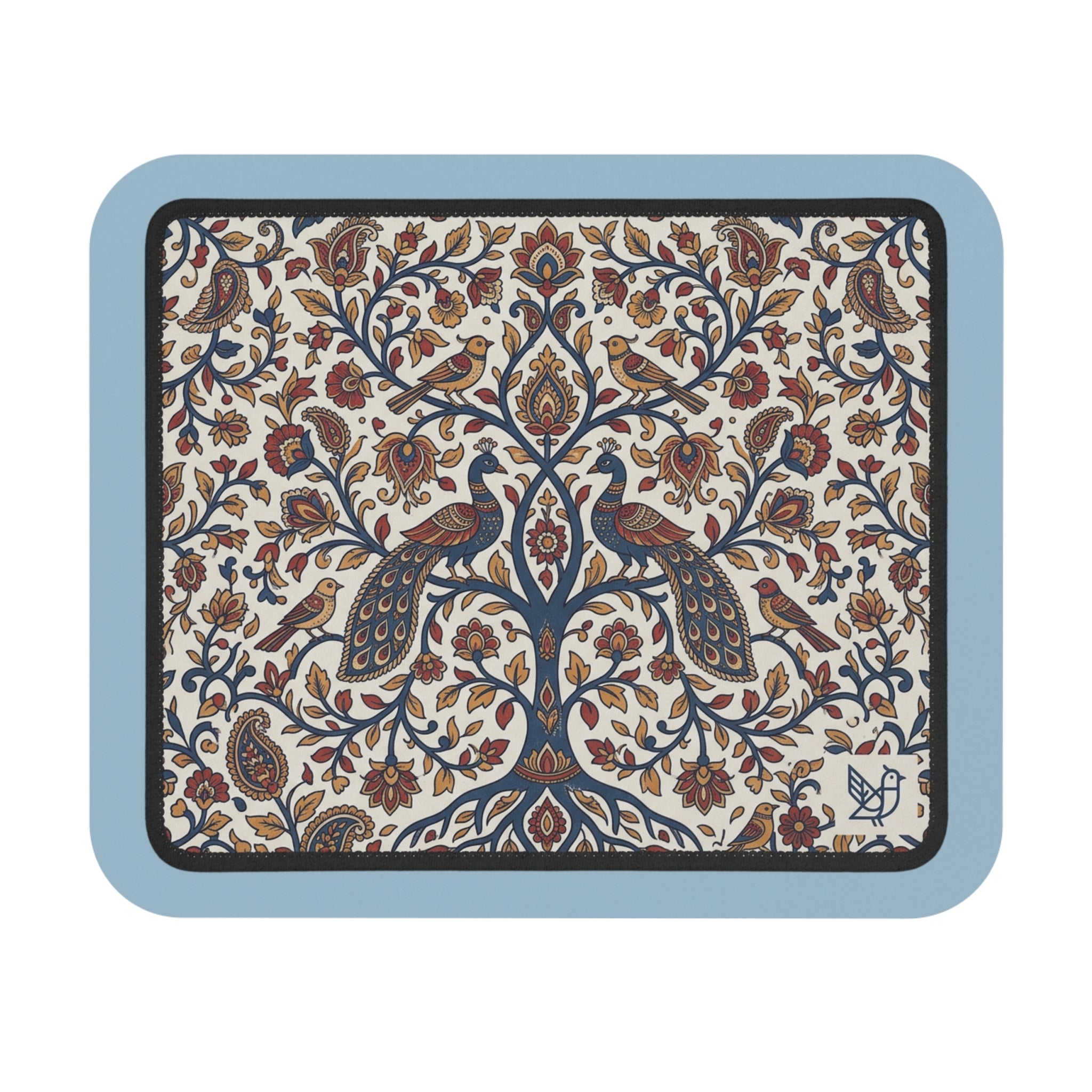 Madhubani Folk Art Peacock Mouse Pad | Traditional Indian Art Desk Decor