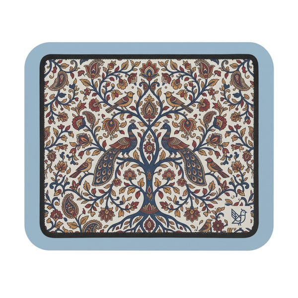 Madhubani Folk Art Peacock Mouse Pad | Traditional Indian Art Desk Decor