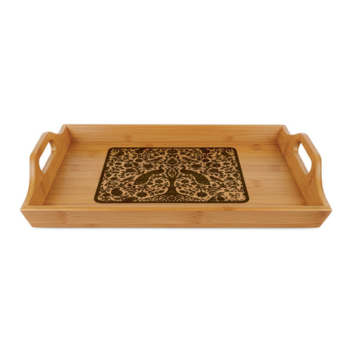 Engraved Madhubani Peacock Folk Art Kitchen Tray