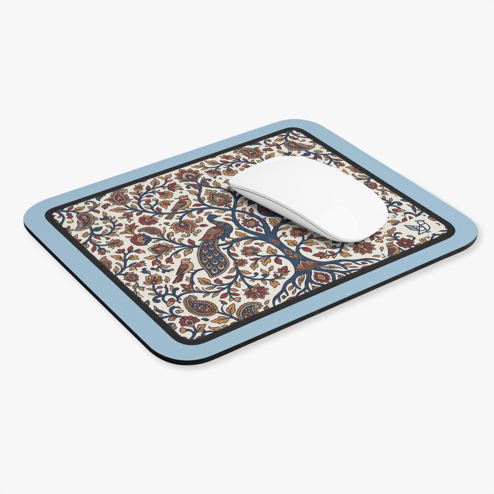 Madhubani Folk Art Peacock Mouse Pad | Traditional Indian Art Desk Decor