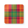Madras Checks Design Cork Coaster Set | Traditional South Indian Pattern (4-Pack)