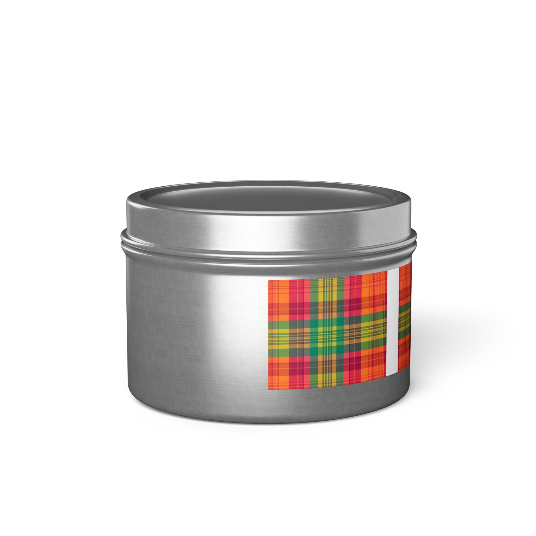 Madras Checks Design Scented Candle Tin | Traditional South Indian Pattern Home Decor