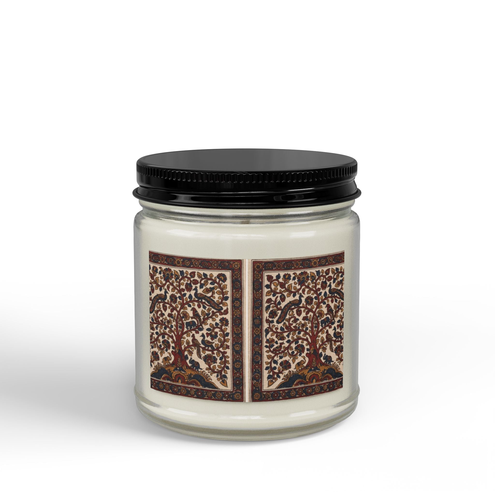 Kalamkari Design Scented Soy Candle | Traditional South Indian Art Home Decor