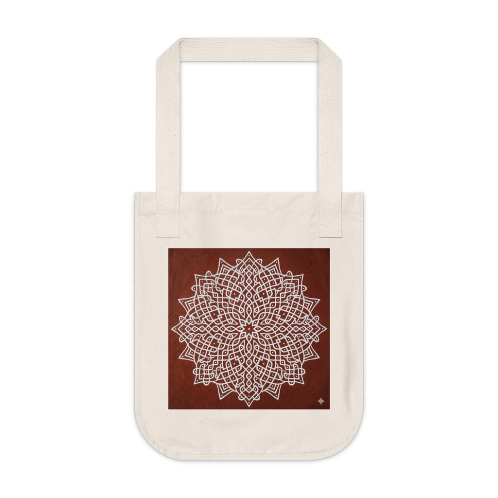 South Indian Kolam Art Organic Canvas Tote Bag | Traditional Folk Art Design