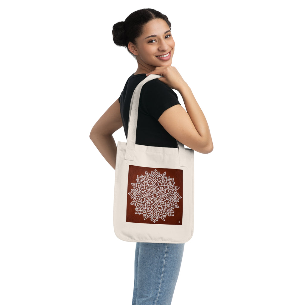 South Indian Kolam Art Organic Canvas Tote Bag | Traditional Folk Art Design