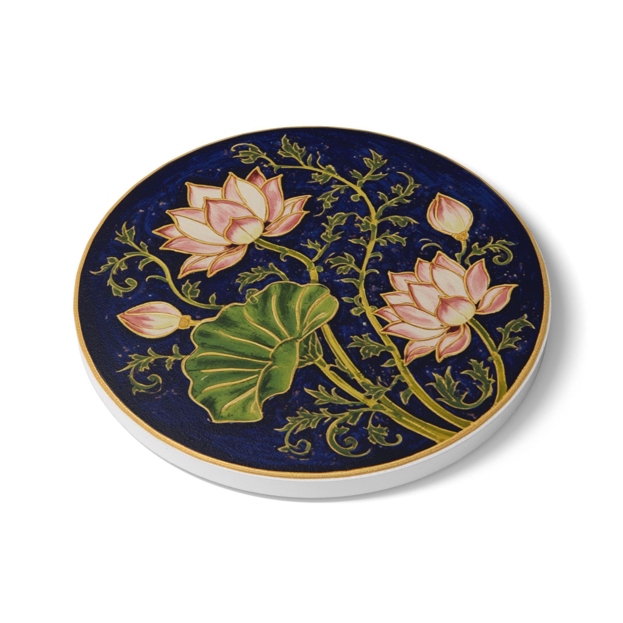 Pichwai Design Ceramic Coaster | Traditional Indian Art Home Decor