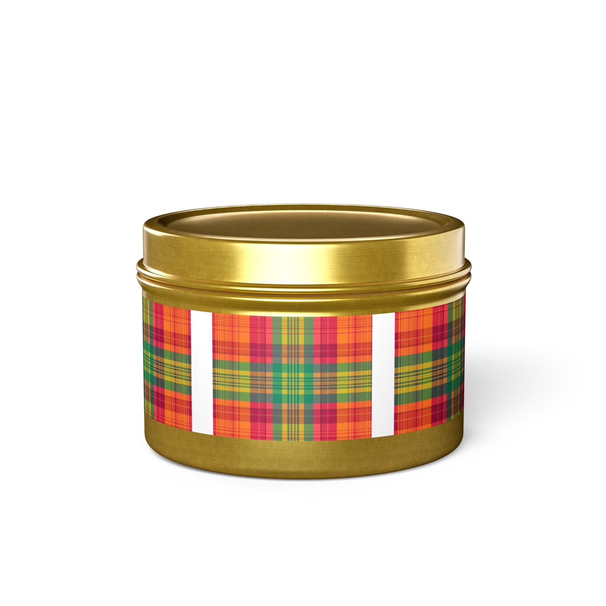 Madras Checks Design Scented Candle Tin | Traditional South Indian Pattern Home Decor