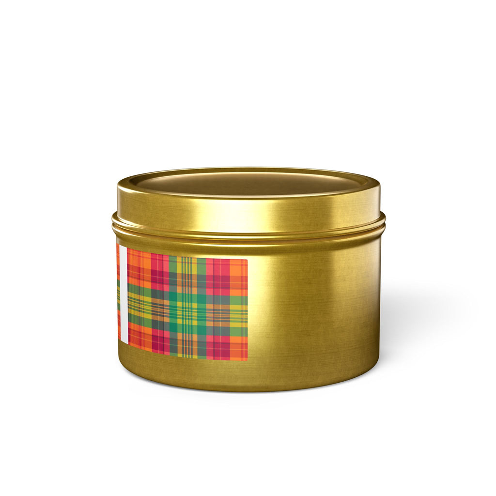 Madras Checks Design Scented Candle Tin | Traditional South Indian Pattern Home Decor